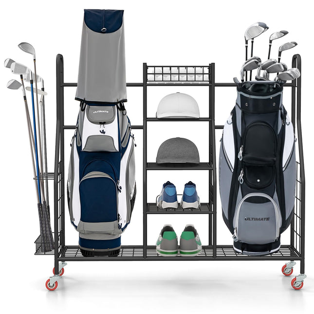 GYMAX Golf Bag Organizer, Storage Rack With Lockab