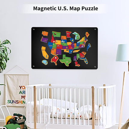 17.7" x 11.8" White Metal Magnetic Board - Magnet Bulletin Board to Display Magnetic Letters Numbers Animal, Poetry, Spice Jars, Notes, Photos, Suitable for Wall, Refrigerator, Cubicle, Cabinet