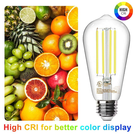 TJOY 12 Pack Edison LED Light Bulbs, E26 Base, 8W 4000K, Dimmable