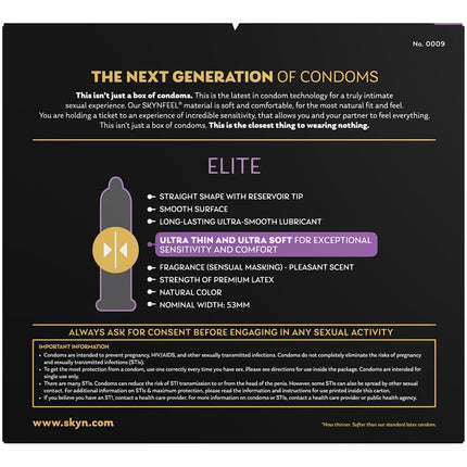 SKYN Elite Non-Latex Lubricated Condoms, 46 ct.