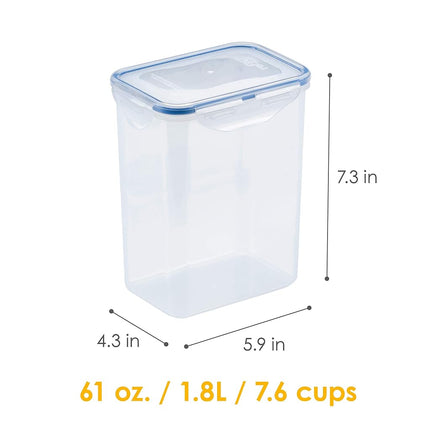 (Pack of 4) LOCK & LOCK Airtight Rectangular Tall Food Storage Container 60.87-oz / 7.61-cup