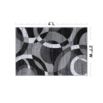 Rugshop Contemporary Abstract Circles Perfect for high Traffic Areas of Your Living Room,Bedroom,Home Office,Kitchen Area Rug 2'7" x 4' Gray