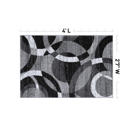 Rugshop Contemporary Abstract Circles Perfect for high Traffic Areas of Your Living Room,Bedroom,Home Office,Kitchen Area Rug 2'7" x 4' Gray