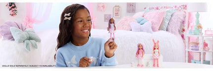 Barbie Cutie Reveal Care Bears Chelsea Small Doll & Accessories, Series 2 with Plush Costume & 6 Surprises Including Color Change (Styles May Vary), JGH75