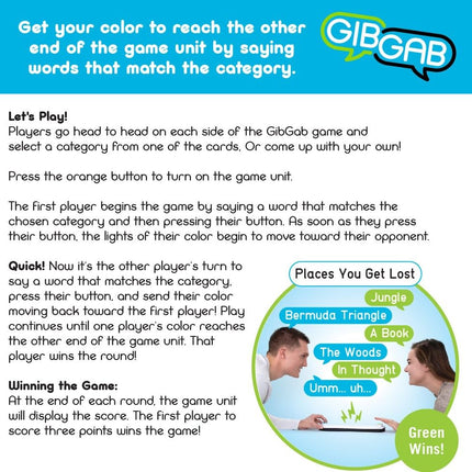 Fat Brain Toys GibGab - Fast-Paced Trivia Party Game for Kids and Adults, 2 Players