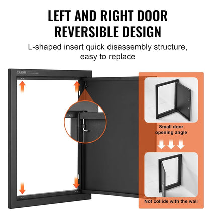 VEVOR BBQ Access Door, 415x570 mm Single Outdoor Kitchen, Cold Plate Flush Mount, Wall Vertical With Handle, for BBQ Island, Grilling Station, Outside Cabinet