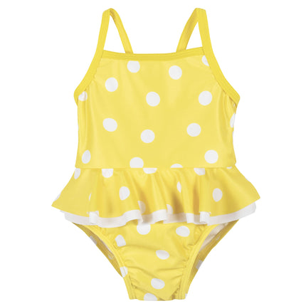 Gerber Girls' One-Piece Swimsuit, Yellow White Pol