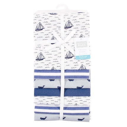 Hudson Baby Lot de couvertures d'emmaillotage en flanelle de coton unisexe pour bébé, motif bateau, taille unique
