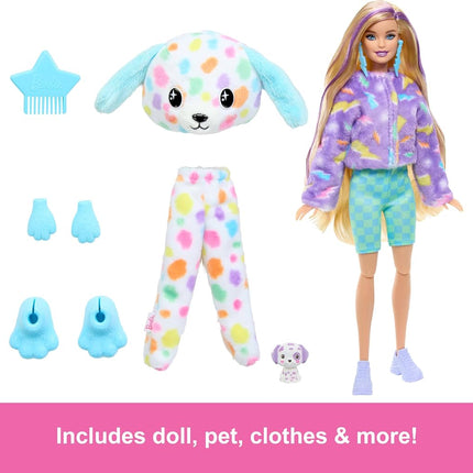 Barbie Cutie Reveal Doll & Accessories with Rainbow Dalmatian Plush Costume & 10 Surprises Including Color Change, Color Dream Series, HRK41