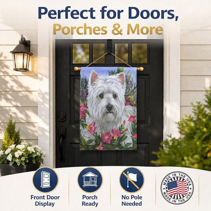 Caroline's Treasures PPP3221CHF Westie Petunia Flag Canvas House Size, House Size, Multicolor