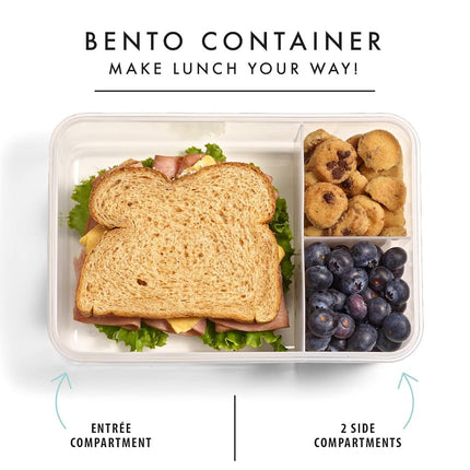 Caja bento LOTG de Fit + Fresh, fiambrera de tres compartimentos que incluye 2 bolsas de hielo delgadas, reutilizable y a prueba de fugas, perfecta para bolsas de almuerzo térmicas, fiambreras y más, azul marino