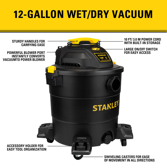 Stanley Wet/Dry Vacuum, 2 Gallon, 2 Horsepower