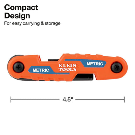 KLEIN TOOLS Folding Hex Key Set, Metric & SAE, 17-Key, Portable, High-Leverage Blades, 2-Pack