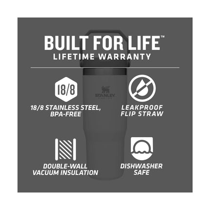 STANLEY IceFlow Stainless Steel Tumbler with Straw - Vacuum Insulated Water Bottle for Home, Office or Car - Reusable Cup with Straw Leak Resistant Flip - Cold for 12 Hours or Iced for 2 Days (Polar)