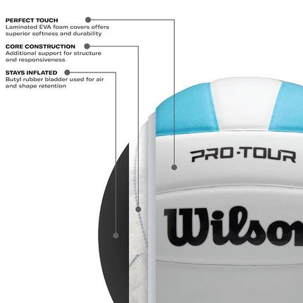 Wilson Pro Tour Indoor Volleyball - Teal/White, Official Size