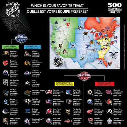 MasterPieces NHL1001: Rompecabezas de 500 piezas del mapa de la liga NHL