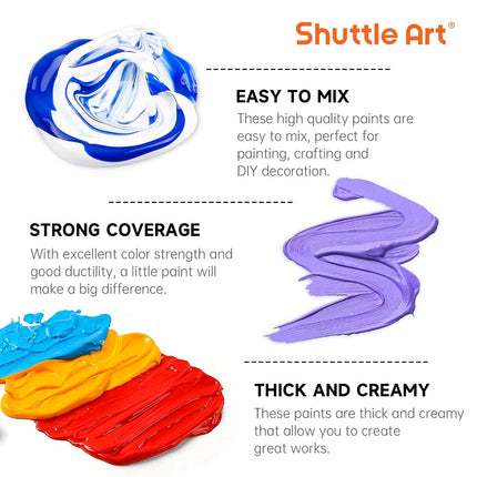 Shuttle Art 36 Colours Acrylic Paints, 2oz/60ml Bottles, Rich Pigmented