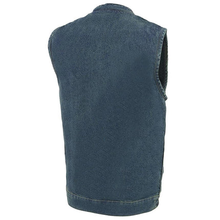 Milwaukee Leather MDM3000 Men's Blue Denim ‘Quick Draw’ Dual Closure Club Style Vest - Medium