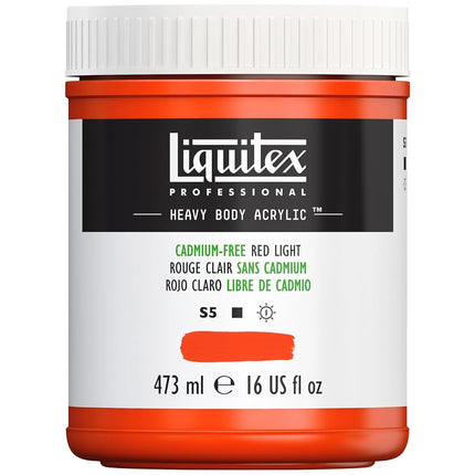 Pintura acrílica de cuerpo denso profesional Liquitex, 473 ml, rojo claro sin cadmio