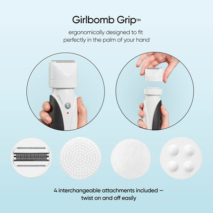 Afeitadora y pulidor corporal Conair GIRLBOMB para mujer, de uso en seco y húmedo, recargable de iones de litio