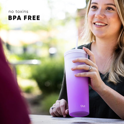 Simple Modern Plastic Tumbler with Lid and Straw | Reusable BPA Free Iced Coffee Cups Double Wall Smoothie Cup | Gifts for Women Men Him Her | Classic Collection | 24oz | Blush