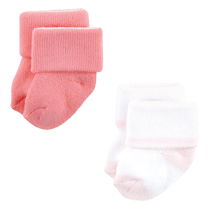 Luvable Friends Women's, Coral Mint Aztec, Unisex Newborn and Baby Terry Socks, 0-6 Months, Large (Pack of 12)