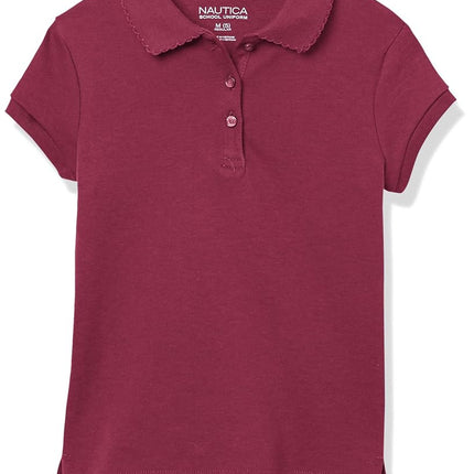 Nautica Girls' School Uniform Short Sleeve Pique 校