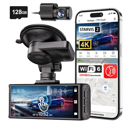 REDTIGER 4K STARVIS 2 Dashcam Front Rear, 5GHz WiF