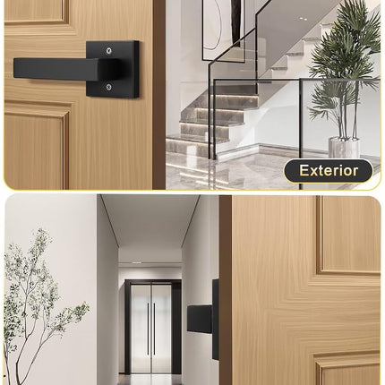 Tinewa Dummy Door Handle for Left Hand and Right Hand, Square Black Door Konb for Closet, Non-Turning Single Side Pull, 1 Pack
