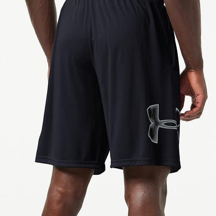 Under Armour Men's Tech Graphic Running Shorts Made of Breathable Material Workout Shorts with Ultra Light Design, Black/Graphite, XL UK
