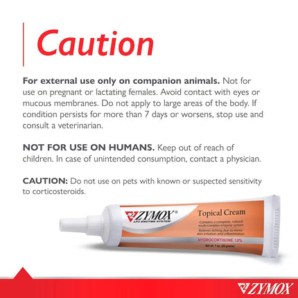 Zymox Veterinarian Strength Topical Cream with 1% Hydrocortisone for Dogs and Cats, 1oz