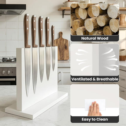 THMINS White Magnetic Knife Holder, Double-Sided Magnetic Knife Block