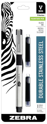 Zebra Pen Zebra V-301 Stainless Steel Fountain Pens (ZEB48111)