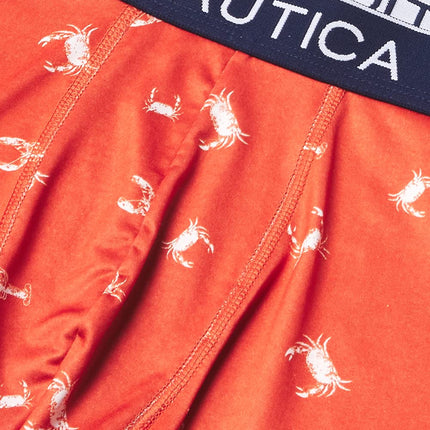Nautica Men's 4 Pack Micro Boxer Briefs, 2 Peacoat/Sea Cobalt/Lobster Crab Print Red, L (Pack of 4)