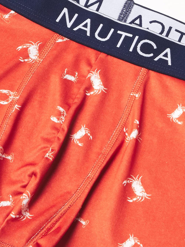 Nautica - Bóxer ajustado de microfibra para hombre (paquete de 4), 2 Azul Marino/Azul Cobalto/Estampado de Cangrejo Rojo, Talla L