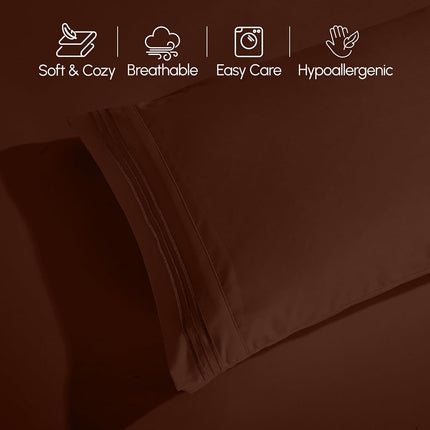 Elegant Comfort Luxurious 1500 Premium Hotel Quality Microfiber 4-Piece Sheet Set, 18-24 Inches Deep - Extra Deep Pocket Sheets - Ultra Soft 4PC Deep Pocket Sheets, King, Chocolate Brown