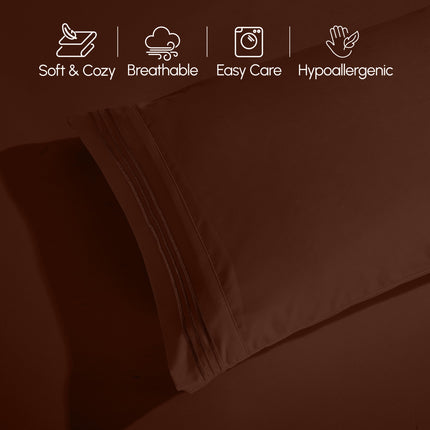 Elegant Comfort Luxurious 1500 Premium Hotel Quality Microfiber 4-Piece Sheet Set, 18-24 Inches Deep - Extra Deep Pocket Sheets - Ultra Soft 4PC Deep Pocket Sheets, King, Chocolate Brown
