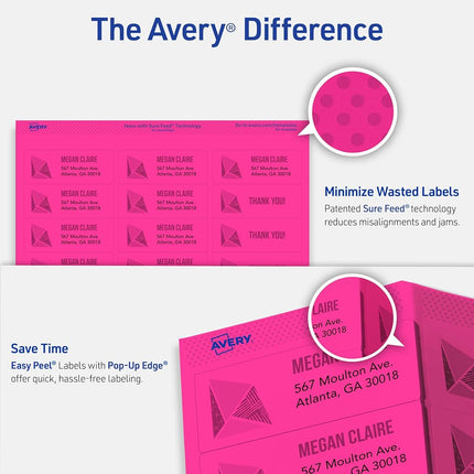 Avery Multipurpose Labels, Removable, Assorted Neon, 2 x 4 Inches, Pack of 120 (6481)