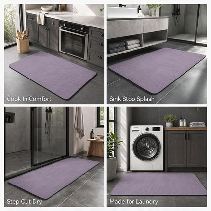 MontVoo -Bath Mat Rug-Rubber Backing Non Slip Quick Dry Absorbent Thin Bathroom Rugs Fit Under Door-Faux Suede Surface Bathroom Floor Mats-Shower Rug for in Front of Bathtub Shower Lavender 16"x24"