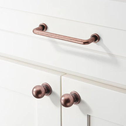 khtumeware 10 Pack 3-3/4 inch Hole Center Antique Copper Cabinet Pulls Vintage Cabinet Handle Kitchen Hardware Farmhouse Vintage Dressing Table Drawer Handle Classic Wardrob.