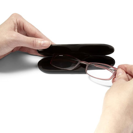 ThinOptics Reading Glasses + Milano Aluminum, Magnetic Case | Frontpage Brooklyn Collection, Clear Frame 1.50 Strength Readers