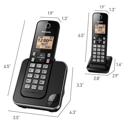 Panasonic KX-TGC352B Cordless Phone, Black, 2 Handset (Pack of 1)