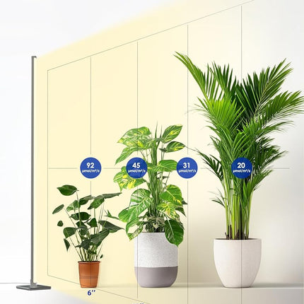 GLOWRIUM Standing Grow Light with Auto-Timer, 36W Vertical Grow Lights for Indoor Plants,3 Light Modes,268 LEDs Detachable Full Spectrum Plant Lights (60 in) (Silver)