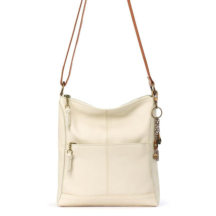 The Sak Lucia Crossbody Bag in Leather, Convertible Purse with Adjustable Strap, Stone, Medium