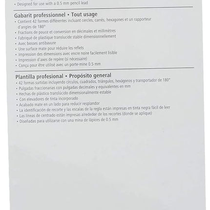 Staedtler Template, Geometric Shapes/Symbols, Protractor, Inch Scale, 9.5 x 5.5 Inches (977102)