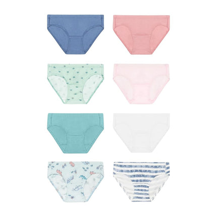 Culottes hipster Hanes pour filles, 8 paires, culottes Pure Comfort, culottes en coton biologique, bleu/rayures/rose/blanc, bleu/rayures/rose/blanc, 2-3T