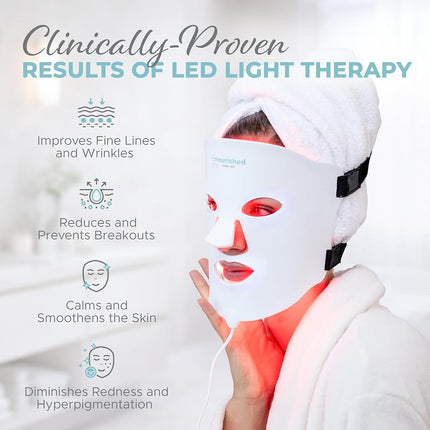 Nourished Bodynskin LED Light Therapy Face & Neck Mask - Facial Skin Care Device - 7 Colors Red & Blue - Rejuvenation, Anti-aging Product for Wrinkles