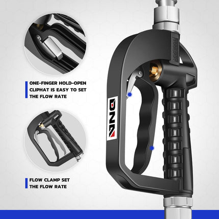 Pistola de llenado de combustible DNA MOTORIN 0.75 pulgadas 30L/Min Mango ergonómico Flujo alto ajustable para diésel, gasolina, queroseno, aceite de motor, aceite lubricante, TOOLS-00470