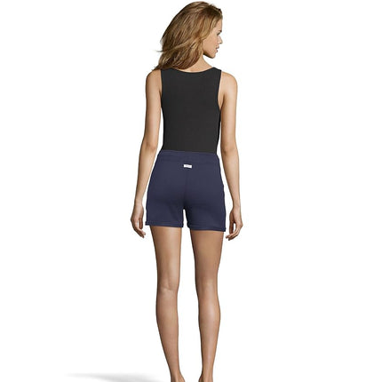 Hanes Women's Luxe Collection Lightweight Fleece Short with Pockets, Navy, X-Large