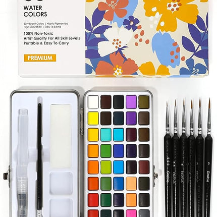 Grabie 50 Colour Watercolour Paint Set with Detail